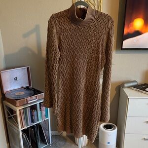 Brown Textured Knit Dress